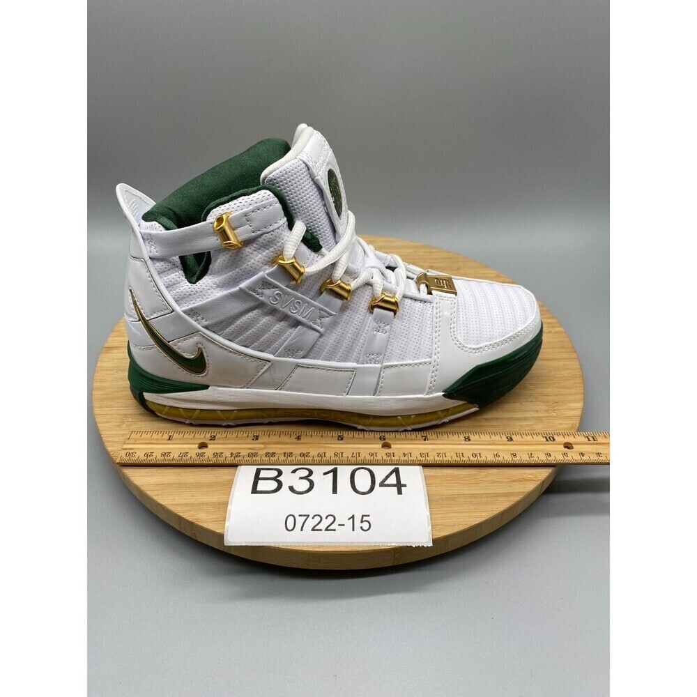 Nike Shoes Mens Size 6 White Green Gold LeBron 3 Sneaker Lace Up Mid AO2434-102 - Picture 12 of 12